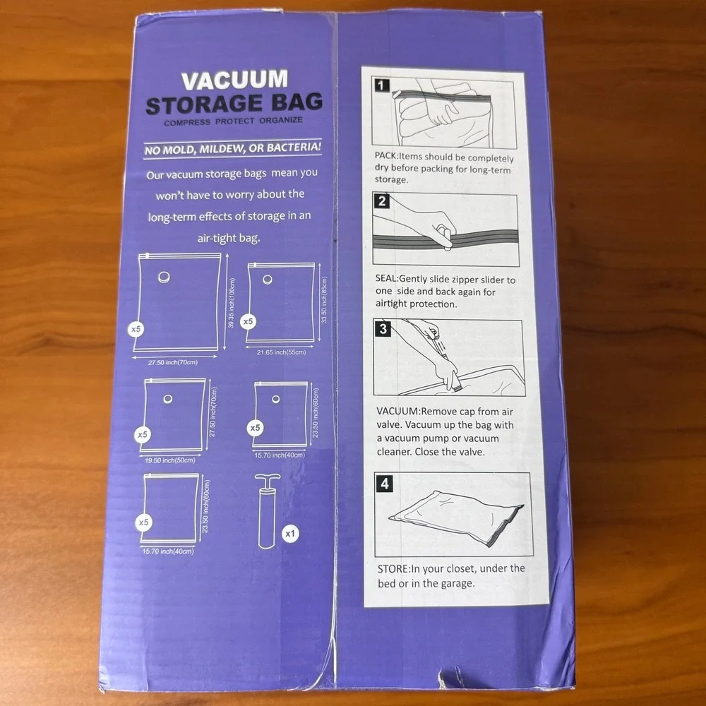 Cozy Essential 25 Pack Vacuum Storage Bags Combo with Hand Pump CZ-25 New